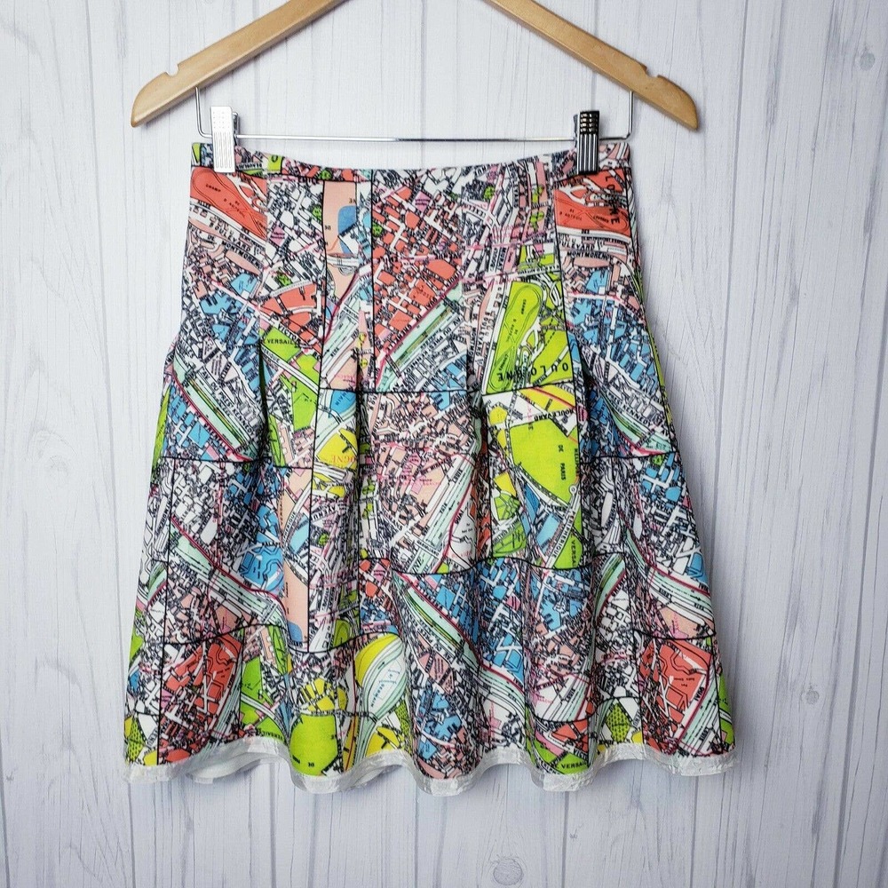Anthropology Maeve Womens Skirt S4 Map Printed